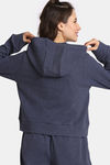 Rosaline Waffle Knit Cotton Crop Length Hoodie - Medieval Blue — thumbnail 3